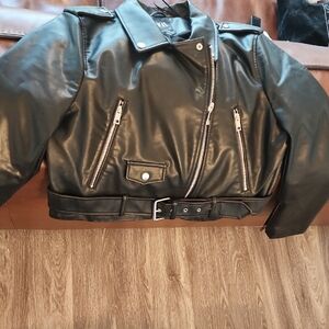 Zara Black Leather Moto Jacket